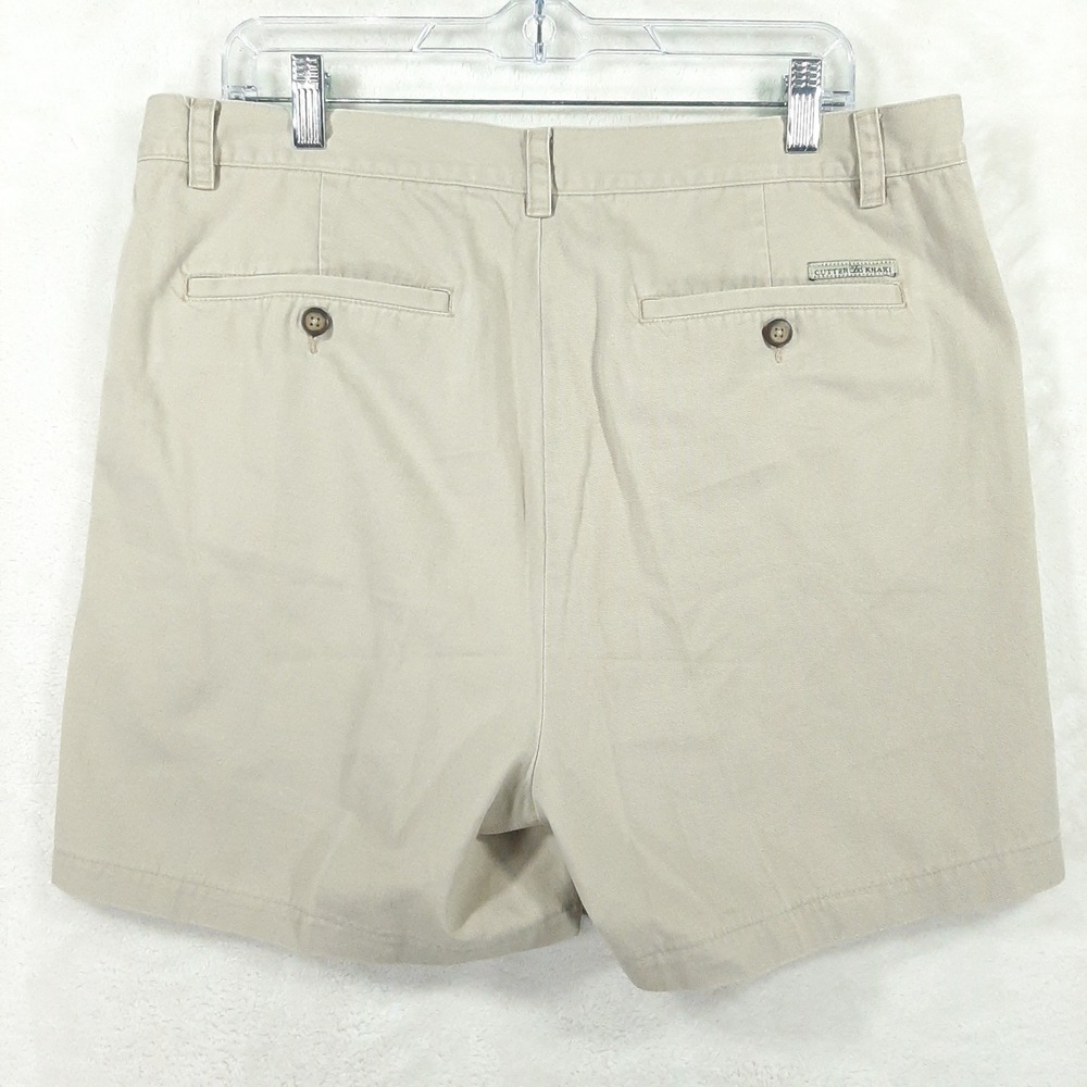 Cutter & Buck Mens Khaki Shorts 36 Double Pleated Cotton Twill Beige Tan Casual - Picture 7 of 8
